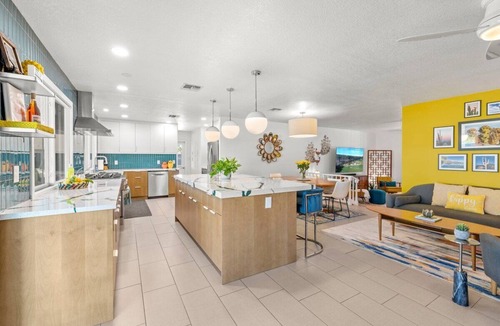 Village Grove House | Vibrant MidCentury Home in OldTown-Htd Pool, Firepit, Games, EV+, Garage