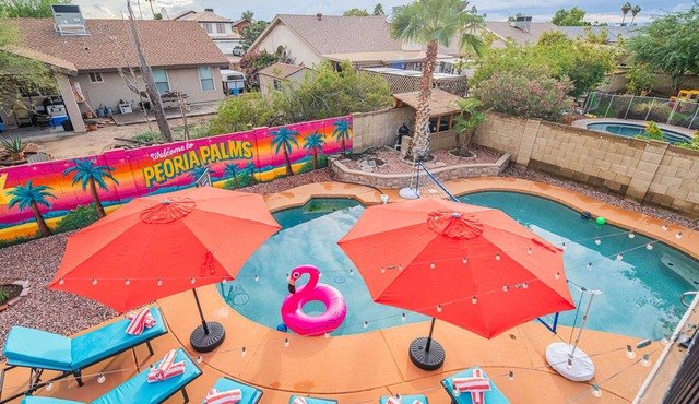 Peoria Resort! Spacious 7BR, Heated Pool, Theater, Hot Tub, Ping Pong & More!
